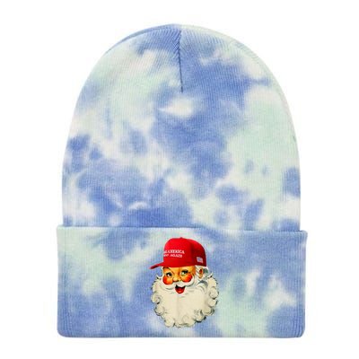 Retro Make Christmas Great Again Trump Christmas Maga Santa Tie Dye 12in Knit Beanie