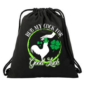 Rub My Cock For Good Luck St Patricks Day Irish Shamrock Drawstring Bag