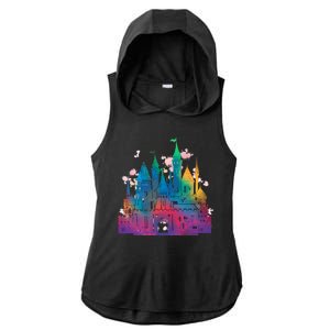 Rainbow Magical Castle Ladies PosiCharge Tri-Blend Wicking Draft Hoodie Tank