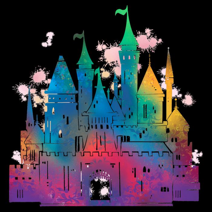 Rainbow Magical Castle Flexfit Unipanel Trucker Cap