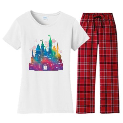 Rainbow Magical Castle Women's Flannel Pajama Set