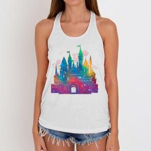 Rainbow Magical Castle Women's Knotted Racerback Tank