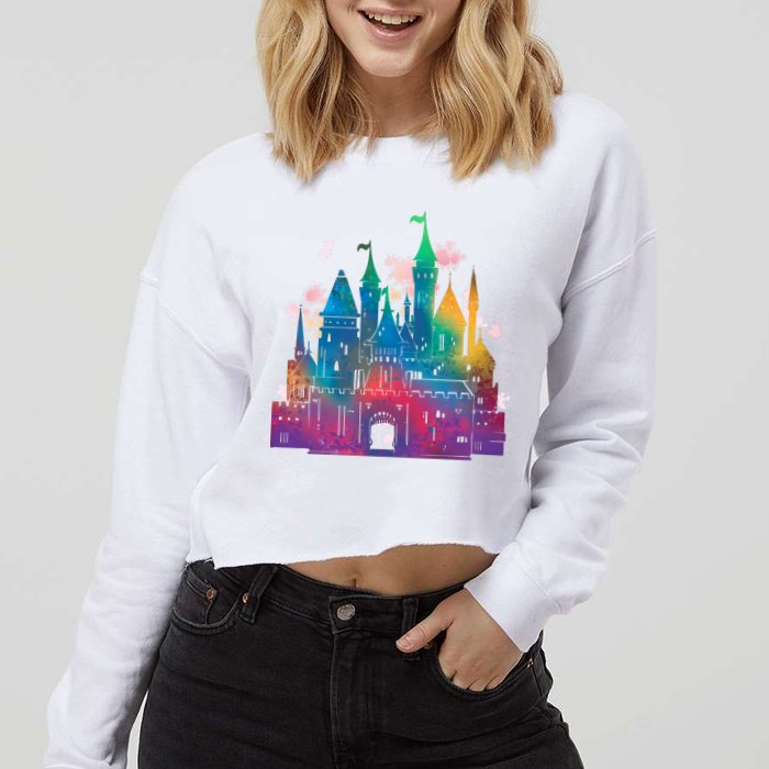 Rainbow Magical Castle Cropped Pullover Crew