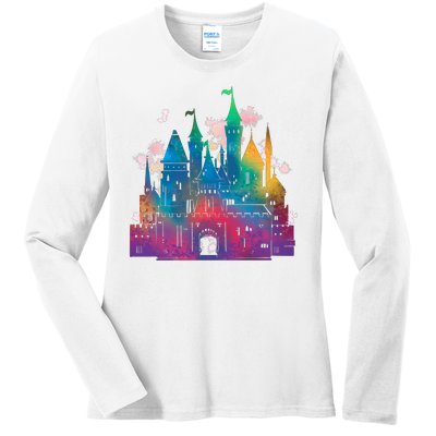 Rainbow Magical Castle Ladies Long Sleeve Shirt