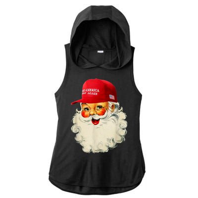 Retro Make Christmas Great Again Trump Christmas Maga Santa Gift Ladies PosiCharge Tri-Blend Wicking Draft Hoodie Tank