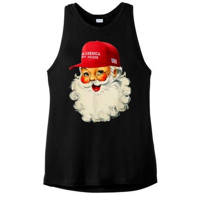 Retro Make Christmas Great Again Trump Christmas Maga Santa Gift Ladies PosiCharge Tri-Blend Wicking Tank