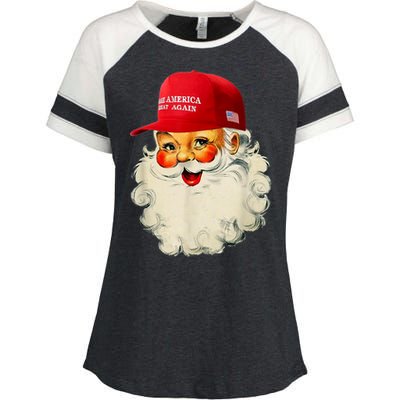 Retro Make Christmas Great Again Trump Christmas Maga Santa Gift Enza Ladies Jersey Colorblock Tee