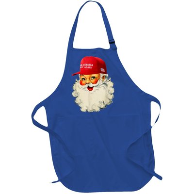 Retro Make Christmas Great Again Trump Christmas Maga Santa Gift Full-Length Apron With Pockets