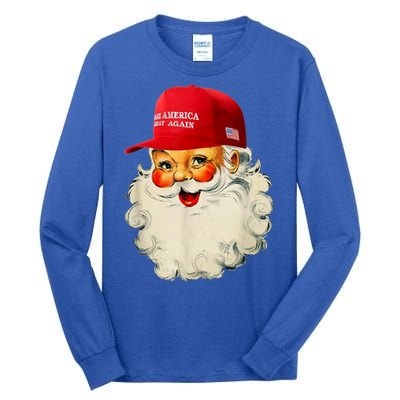 Retro Make Christmas Great Again Trump Christmas Maga Santa Gift Tall Long Sleeve T-Shirt