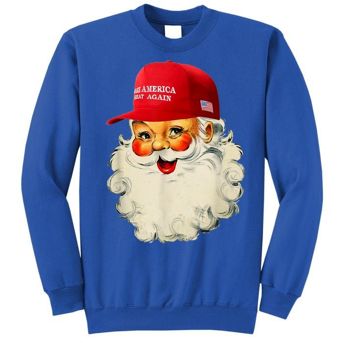 Retro Make Christmas Great Again Trump Christmas Maga Santa Gift Tall Sweatshirt