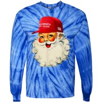 Retro Make Christmas Great Again Trump Christmas Maga Santa Gift Tie-Dye Long Sleeve Shirt