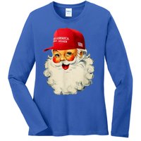 Retro Make Christmas Great Again Trump Christmas Maga Santa Gift Ladies Long Sleeve Shirt