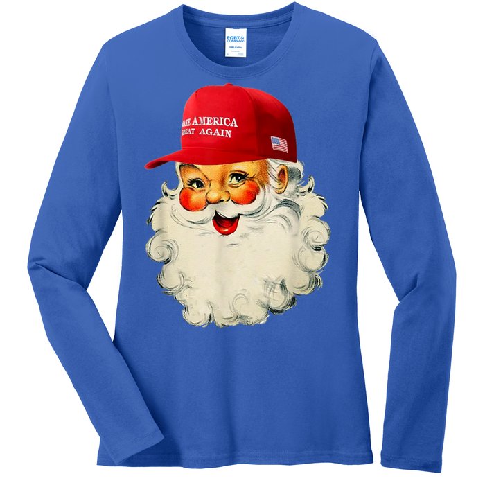 Retro Make Christmas Great Again Trump Christmas Maga Santa Gift Ladies Long Sleeve Shirt