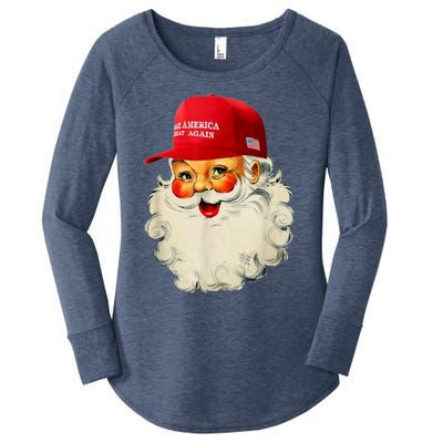 Retro Make Christmas Great Again Trump Christmas Maga Santa Gift Women's Perfect Tri Tunic Long Sleeve Shirt