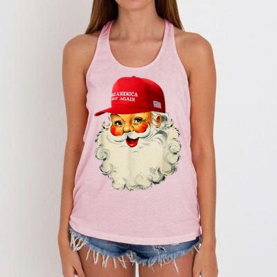 Retro Make Christmas Great Again Trump Christmas Maga Santa Gift Women's Knotted Racerback Tank