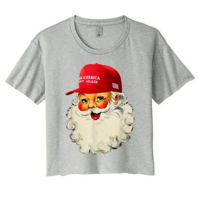 Retro Make Christmas Great Again Trump Christmas Maga Santa Gift Women's Crop Top Tee