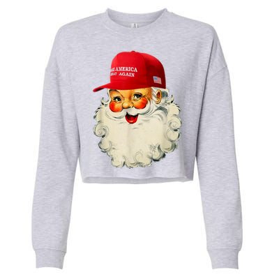 Retro Make Christmas Great Again Trump Christmas Maga Santa Gift Cropped Pullover Crew