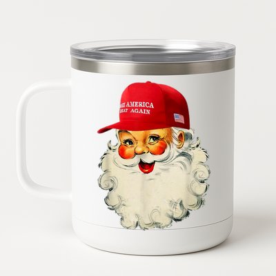 Retro Make Christmas Great Again Trump Christmas Maga Santa Gift 12 oz Stainless Steel Tumbler Cup