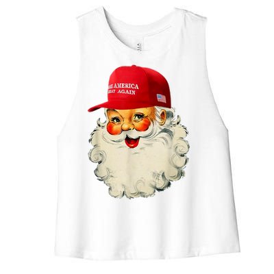 Retro Make Christmas Great Again Trump Christmas Maga Santa Gift Women's Racerback Cropped Tank