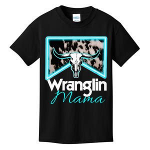 Rodeo Mama Cowgirl Rodeo Mom Western Cowhide Wranglin Mama Kids T-Shirt