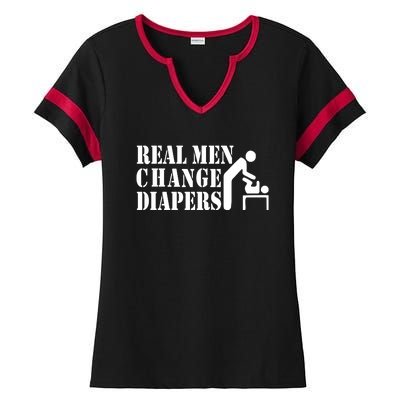 Real Men Change Diapers Ladies Halftime Notch Neck Tee