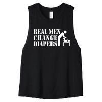 Real Men Change Diapers Women's Racerback Cropped Tank