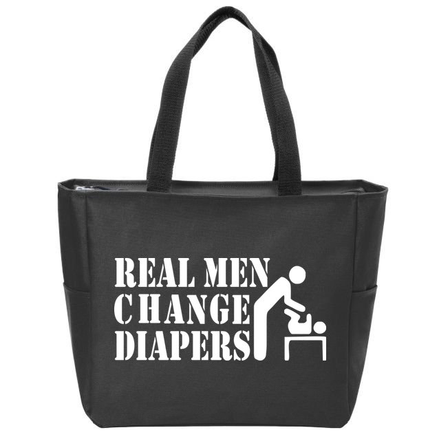 Real Men Change Diapers Zip Tote Bag