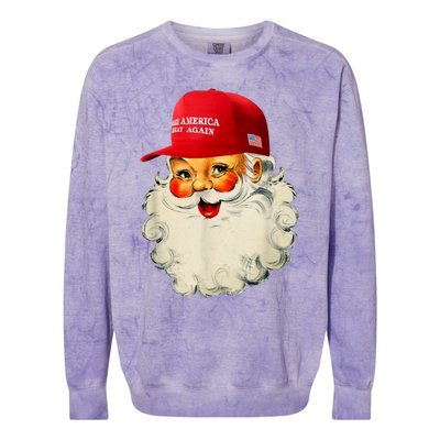 Retro Make Christmas Great Again Trump Christmas Maga Santa Gift Colorblast Crewneck Sweatshirt