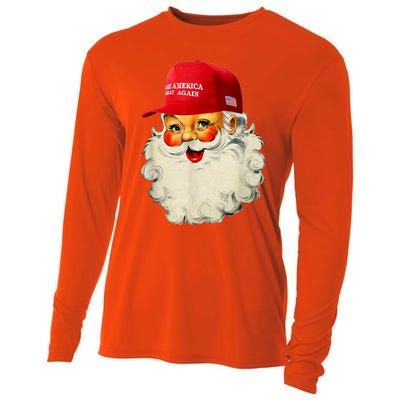 Retro Make Christmas Great Again Trump Christmas Maga Santa Gift Cooling Performance Long Sleeve Crew