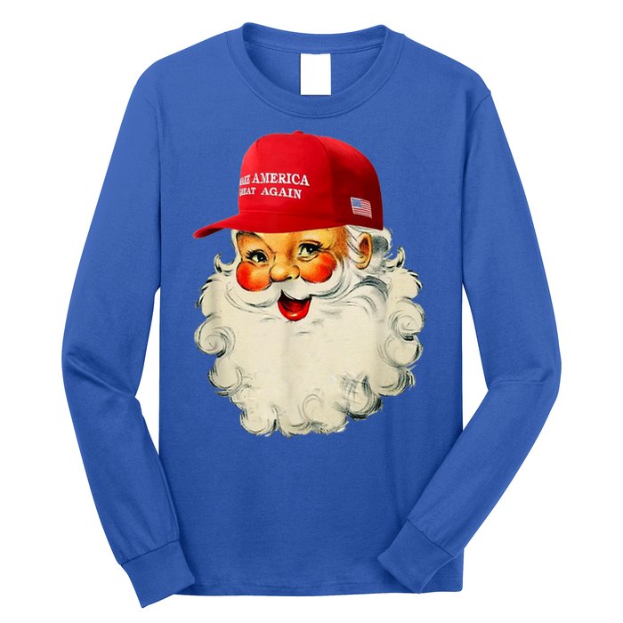 Retro Make Christmas Great Again Trump Christmas Maga Santa Gift Long Sleeve Shirt