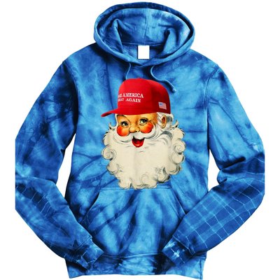 Retro Make Christmas Great Again Trump Christmas Maga Santa Gift Tie Dye Hoodie