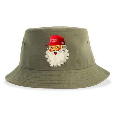 Retro Make Christmas Great Again Trump Christmas Maga Santa Gift Sustainable Bucket Hat