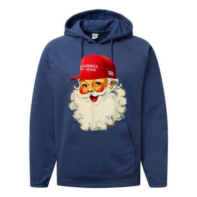 Retro Make Christmas Great Again Trump Christmas Maga Santa Gift Performance Fleece Hoodie