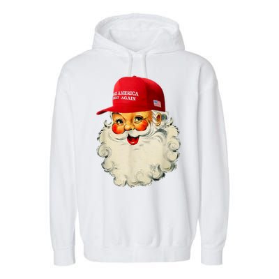 Retro Make Christmas Great Again Trump Christmas Maga Santa Gift Garment-Dyed Fleece Hoodie