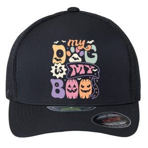 Retro My Dog Is My Boo Funny Dog Mom Pet Lovers Halloween Gift Flexfit Unipanel Trucker Cap