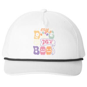 Retro My Dog Is My Boo Funny Dog Mom Pet Lovers Halloween Gift Snapback Five-Panel Rope Hat