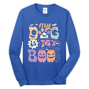 Retro My Dog Is My Boo Funny Dog Mom Pet Lovers Halloween Gift Tall Long Sleeve T-Shirt