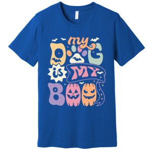 Retro My Dog Is My Boo Funny Dog Mom Pet Lovers Halloween Gift Premium T-Shirt