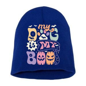 Retro My Dog Is My Boo Funny Dog Mom Pet Lovers Halloween Gift Short Acrylic Beanie