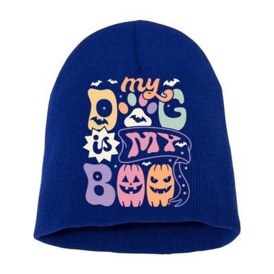 Retro My Dog Is My Boo Funny Dog Mom Pet Lovers Halloween Gift Short Acrylic Beanie