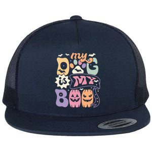 Retro My Dog Is My Boo Funny Dog Mom Pet Lovers Halloween Gift Flat Bill Trucker Hat