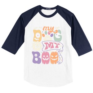 Retro My Dog Is My Boo Funny Dog Mom Pet Lovers Halloween Gift Baseball Sleeve Shirt