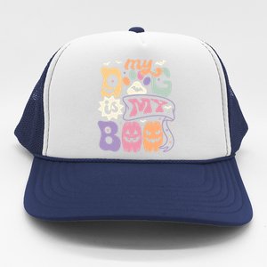 Retro My Dog Is My Boo Funny Dog Mom Pet Lovers Halloween Gift Trucker Hat