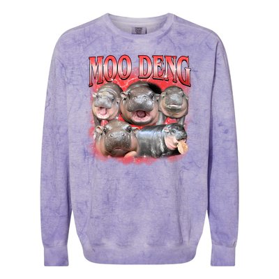 Red Moo Deng Meme Hippo Colorblast Crewneck Sweatshirt