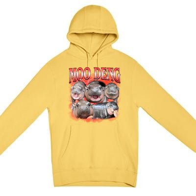 Red Moo Deng Meme Hippo Premium Pullover Hoodie