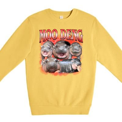 Red Moo Deng Meme Hippo Premium Crewneck Sweatshirt