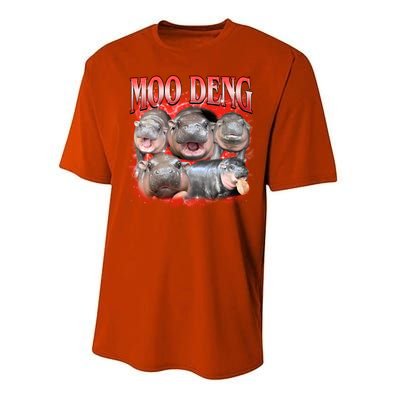 Red Moo Deng Meme Hippo Performance Sprint T-Shirt