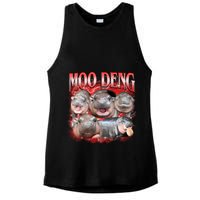 Red Moo Deng Meme Hippo Ladies PosiCharge Tri-Blend Wicking Tank