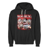 Red Moo Deng Meme Hippo Garment-Dyed Fleece Hoodie