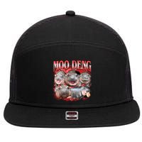 Red Moo Deng Meme Hippo 7 Panel Mesh Trucker Snapback Hat